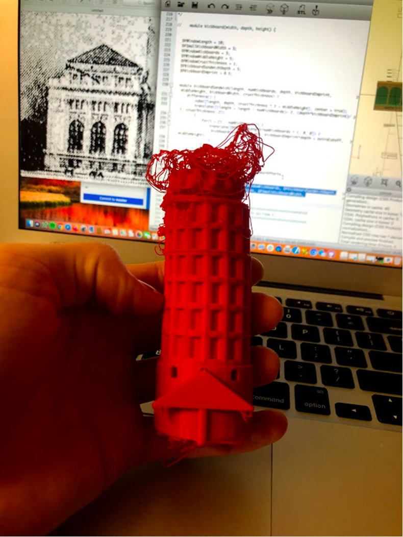 A failed red 3D print